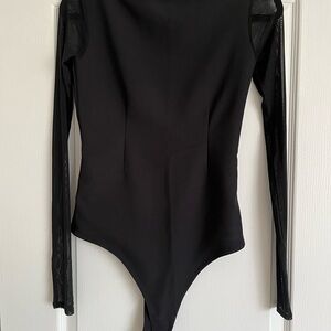 Black bodysuit with mesh arms